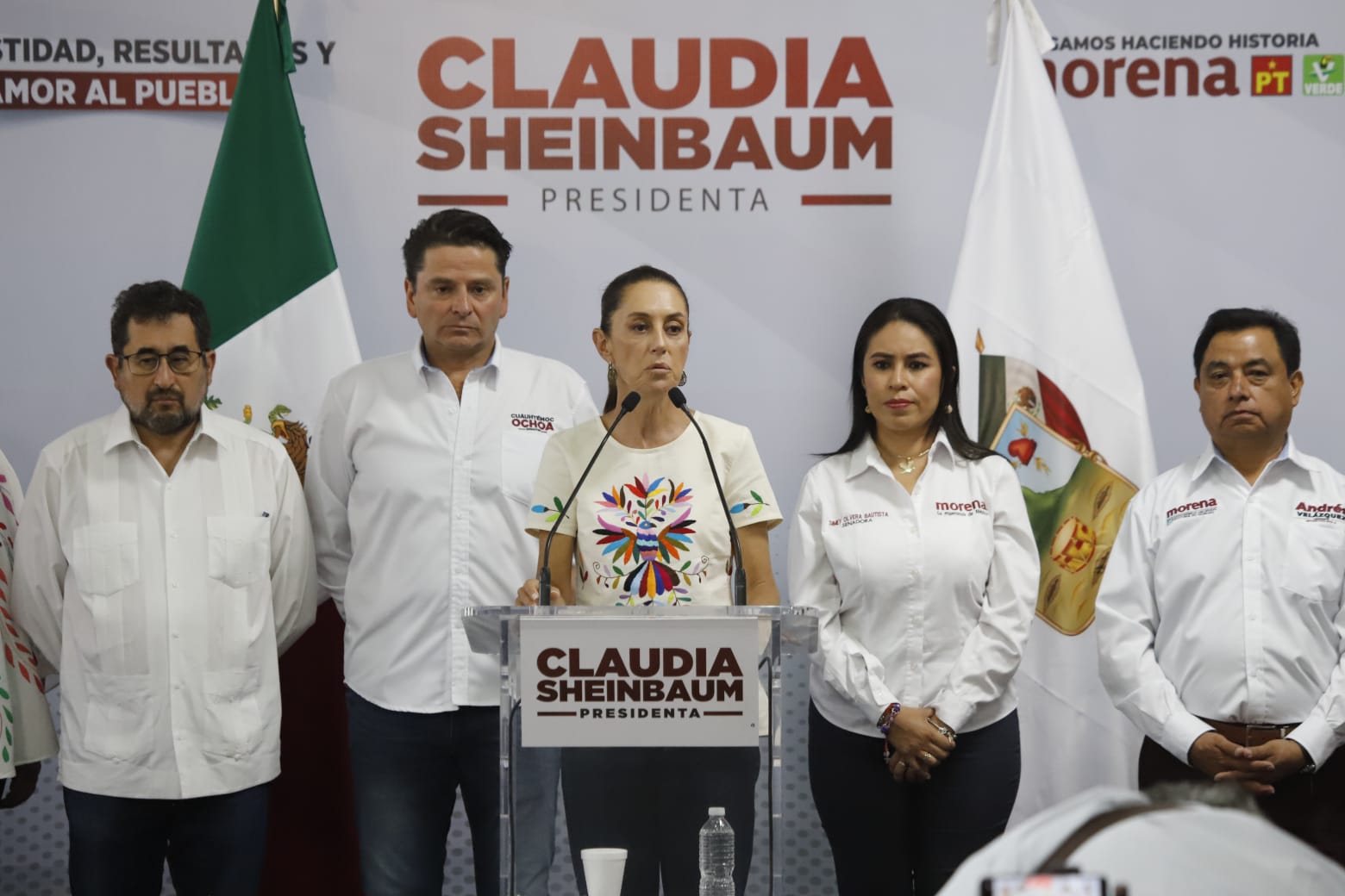 Claudia Sheinbaum en conferencia de prensa desde Pachuca. Foto: Oscar Sánchez