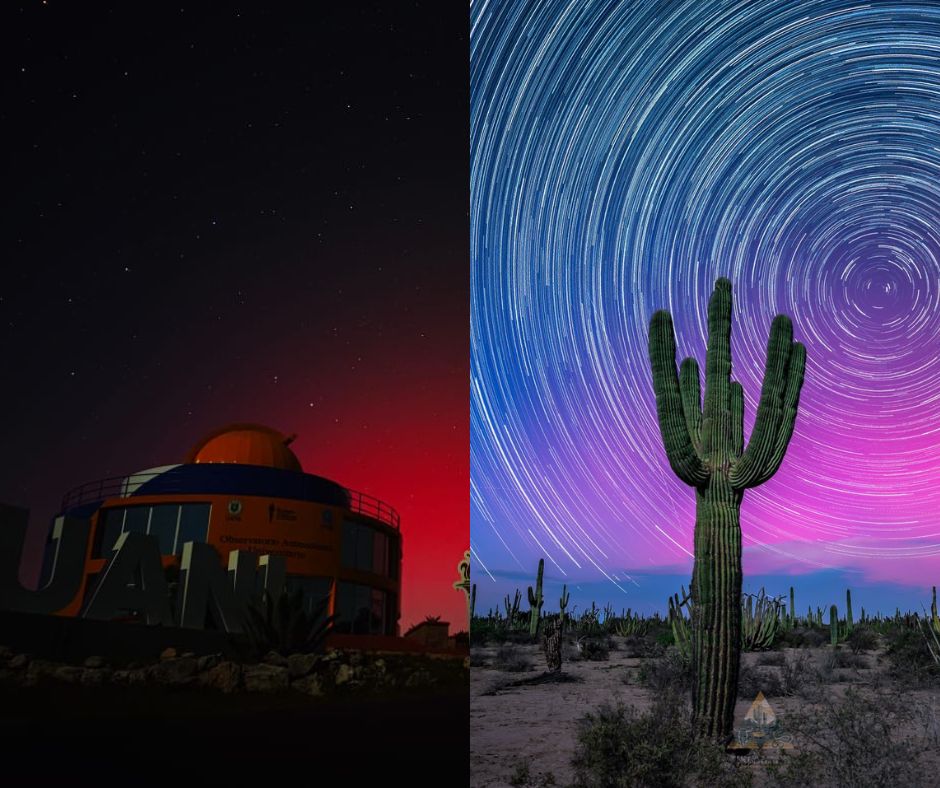 Aurora boreal ilumina la noche de Nuevo León