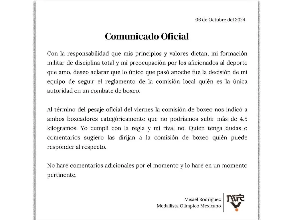 Misael Rodríguez acaba polémica por cancelación de pelea con Omar Chávez