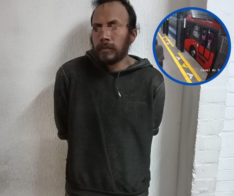 VIDEO | Sujeto lanza a policía de la CDMX a paso de Metrobús de Canal de San Juan