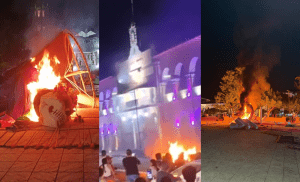 Apatzingán en llamas: protesta por justicia termina con el Palacio Municipal incendiado
