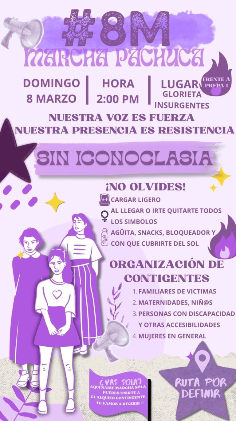 Marcha 8M 2026 en Pachuca: conoce la hora y lugar de reunión