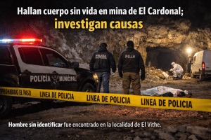 Hallan cuerpo sin vida en mina de Cardonal; investigan causas