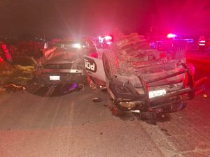Muere policía tras choque entre patrulla y camioneta en Progreso de Obregón