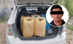 Tras negarse a inspección, le aseguran 225 litros de huachicol en Tezontepec de Aldama